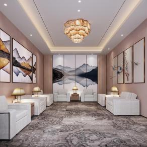 新中式会客厅3D模型下载